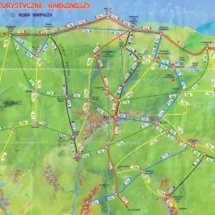 Mapa turystyczna Karkonoszy, region Karpacza. Znajdziesz tu szlaki, przełęcze i schroniska, które pomogą Ci odkryć, gdzie są Karkonosze.