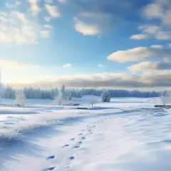 Śnieżny krajobraz z śladami na śniegu, idealne miejsce, gdzie pojechać na ferie zimowe za granicę.