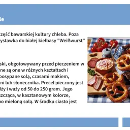 Tradycyjne niemieckie precle, popularne jedzenie w Niemczech, podane z kiełbasą, serem i piwem.