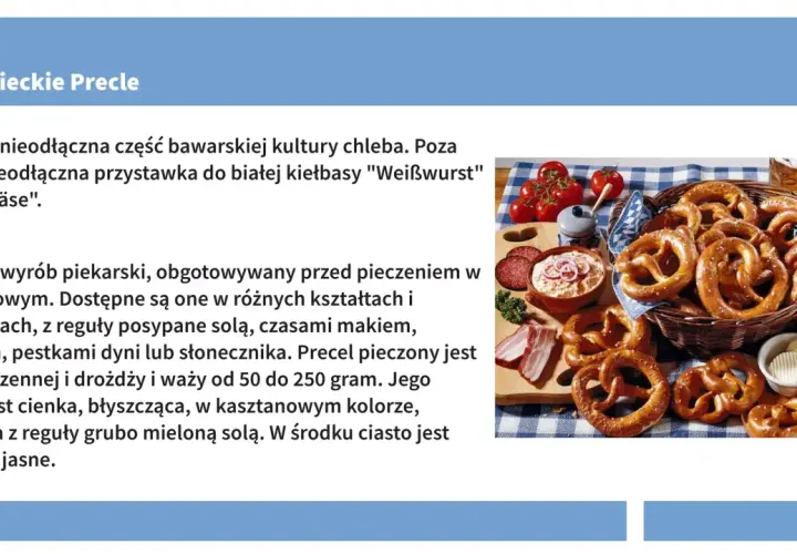 Tradycyjne niemieckie precle, popularne jedzenie w Niemczech, podane z kiełbasą, serem i piwem.