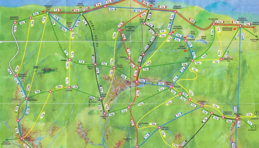 Mapa turystyczna Karkonoszy, region Karpacza. Znajdziesz tu szlaki, przełęcze i schroniska, które pomogą Ci odkryć, gdzie są Karkonosze.