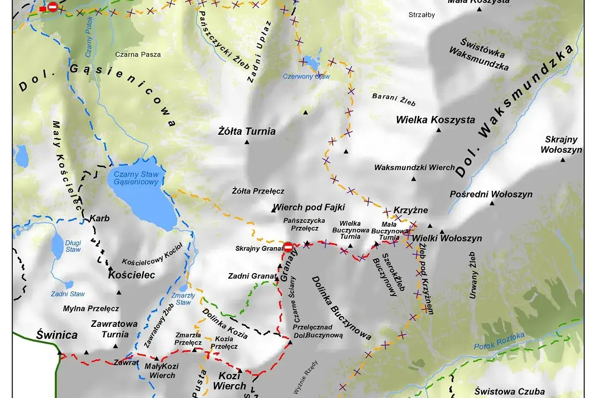 Mapa zimowych zamknięć szlaków Tatry