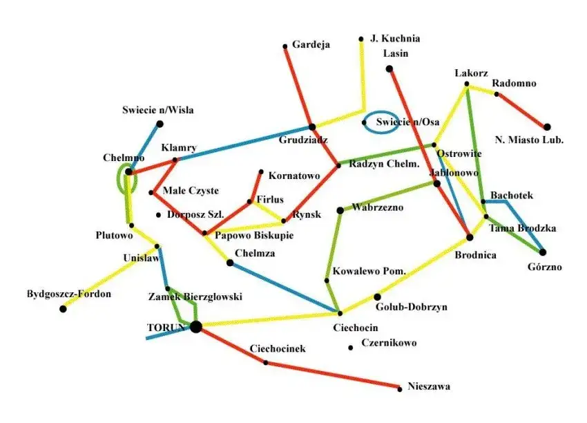 mapa szlaków pieszych PTTK z legendą
