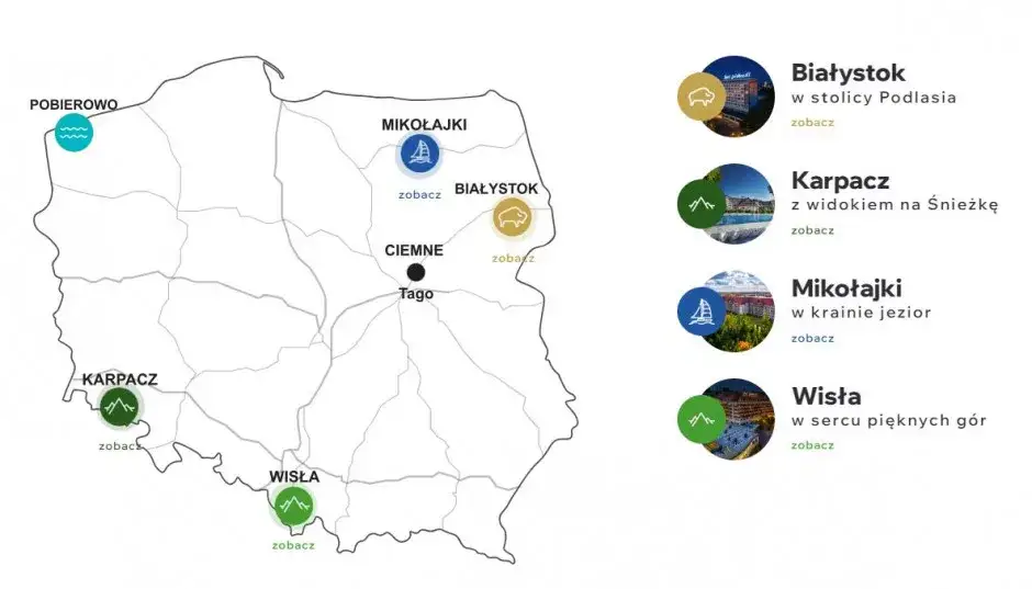 Mapa hoteli Gołębiewski Polska